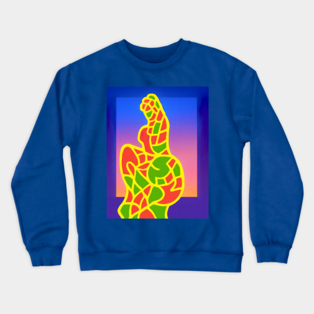 Y2K Abstract Study of a Woman – Neon Chillwave Silhouette Crewneck Sweatshirt by DonWillisJrArt