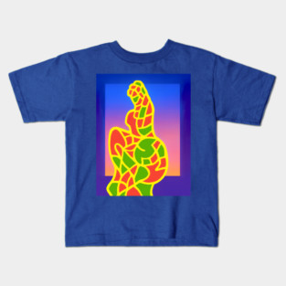 Y2K Abstract Study of a Woman – Neon Chillwave Silhouette Kids T-Shirt