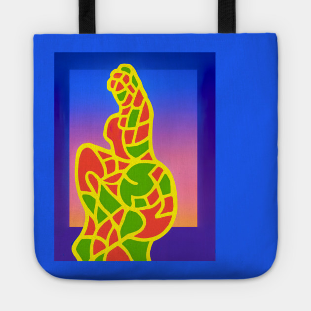 Y2K Abstract Study of a Woman – Neon Chillwave Silhouette Tote by DonWillisJrArt
