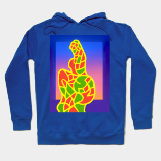 Y2K Abstract Study of a Woman – Neon Chillwave Silhouette Hoodie