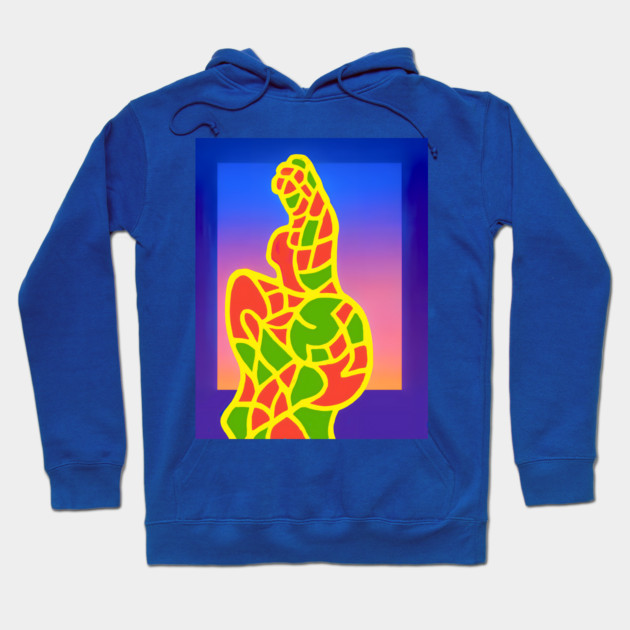 Y2K Abstract Study of a Woman – Neon Chillwave Silhouette Hoodie by DonWillisJrArt