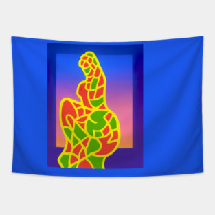 Y2K Abstract Study of a Woman – Neon Chillwave Silhouette Tapestry