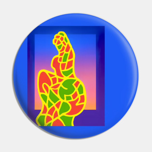 Y2K Abstract Study of a Woman – Neon Chillwave Silhouette Pin by DonWillisJrArt