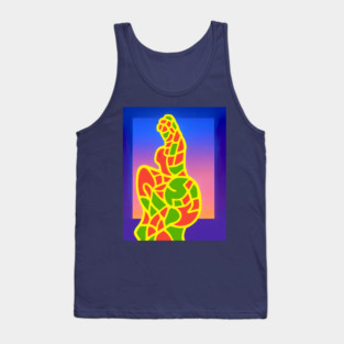 Y2K Abstract Study of a Woman – Neon Chillwave Silhouette Tank Top