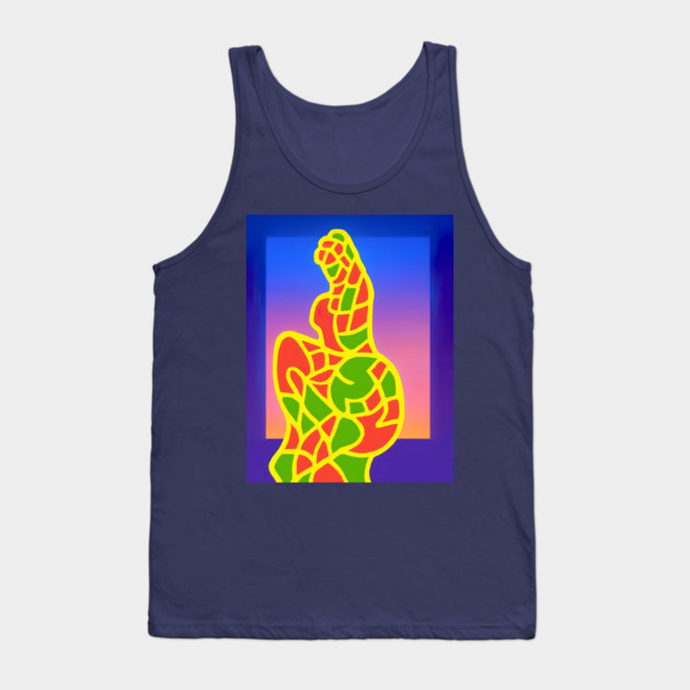 Y2K Abstract Study of a Woman – Neon Chillwave Silhouette Tank Top by DonWillisJrArt