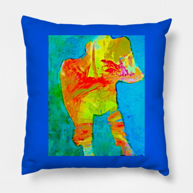 Abstract Expressionist Dog – Bold Colorful Art Pillow by DonWillisJrArt
