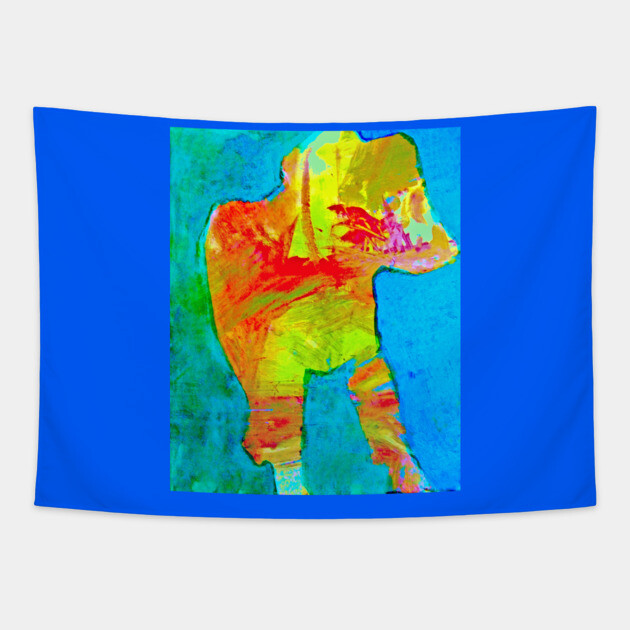 Abstract Expressionist Dog – Bold Colorful Art Tapestry by DonWillisJrArt