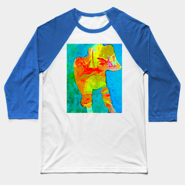 Abstract Expressionist Dog – Bold Colorful Art Baseball T-Shirt by DonWillisJrArt