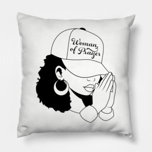 Woman of Prayer, Black Woman Pillow