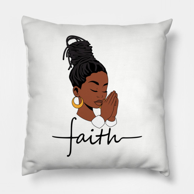 Woman of Faith, Black Woman, locs Pillow by UrbanLifeApparel