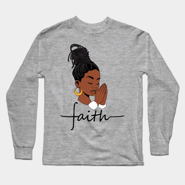Woman of Faith, Black Woman, locs Long Sleeve T-Shirt by UrbanLifeApparel