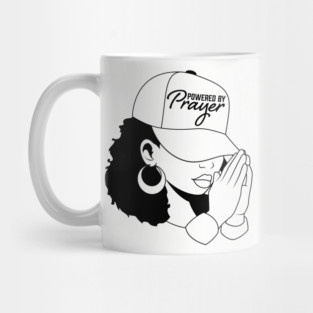 Powered by Prayer, Black Woman Mug
