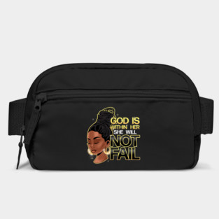 God is within her, she will not fail, Woman of Faith, Black Girl Bag