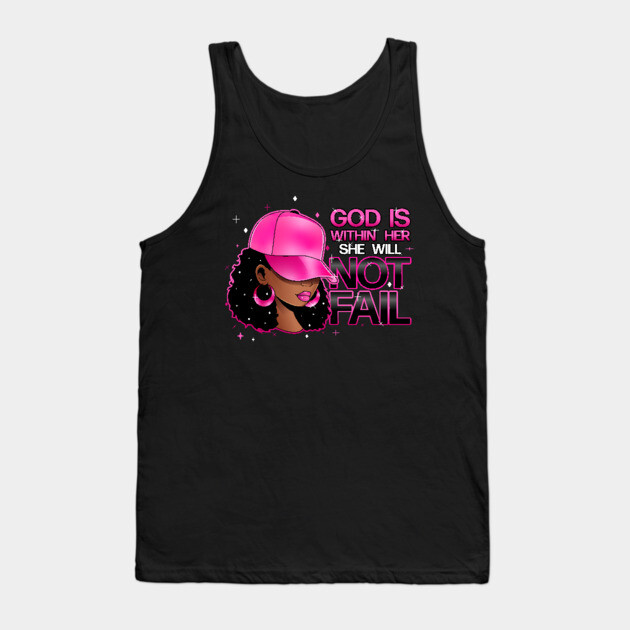 God is within her, she will not fail, Pink Hat Tank Top by UrbanLifeApparel