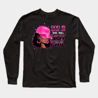 God is within her, she will not fail, Pink Hat Long Sleeve T-Shirt