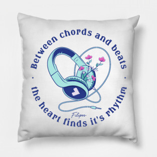 Heart in the Headphones. Floral Beat (Light) Pillow