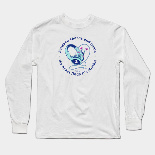 Heart in the Headphones. Floral Beat (Light) Long Sleeve T-Shirt by filiposwear