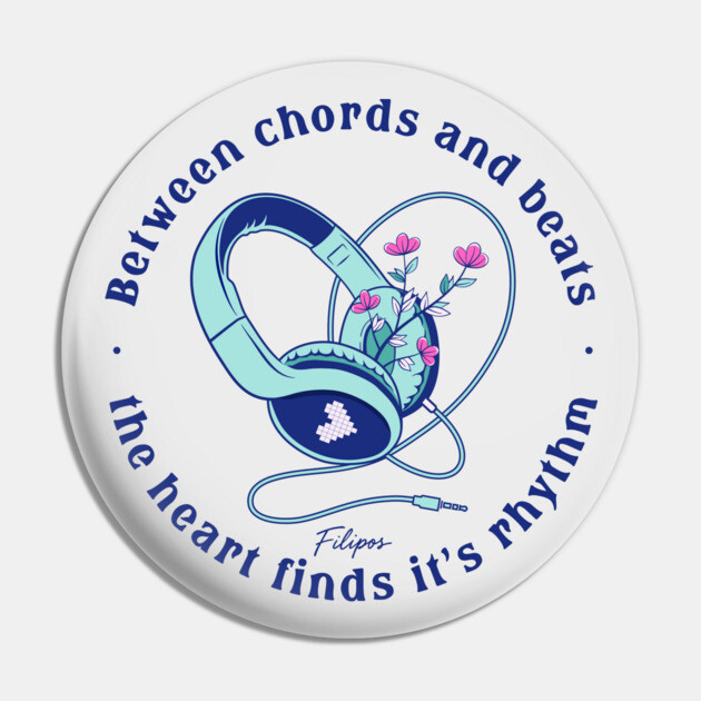 Heart in the Headphones. Floral Beat (Light) Pin by filiposwear