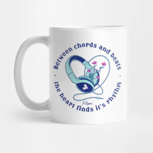 Heart in the Headphones. Floral Beat (Light) Mug