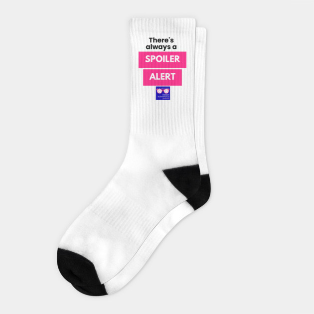 There's always a Spoiler Alert - Black Letters, Nerdy Logo Socks by Nerdy Romantics Fan Shop*