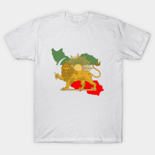 Iran, Persia, map & flag - Lion and Sun iconic sign for the Persian T-Shirt