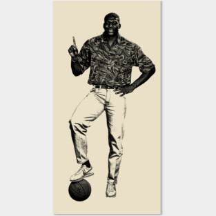Larry Johnson || Vintage Pencil Drawing Posters and Art