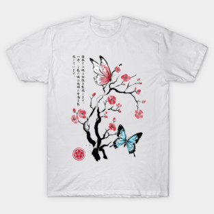 Two Butterflies sumi-e T-Shirt