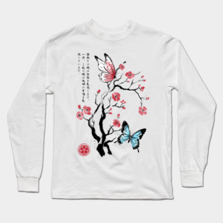 Two Butterflies sumi-e Long Sleeve T-Shirt