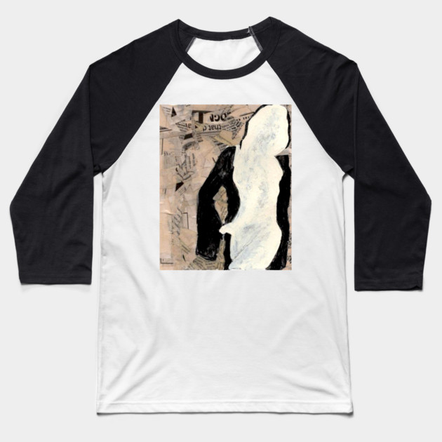 Modernist Collage Female Figure T-Shirt – Mixed Media Art Tee Baseball T-Shirt by DonWillisJrArt