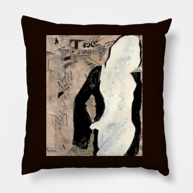 Modernist Collage Female Figure T-Shirt – Mixed Media Art Tee Pillow by DonWillisJrArt
