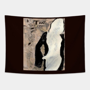 Modernist Collage Female Figure T-Shirt – Mixed Media Art Tee Tapestry
