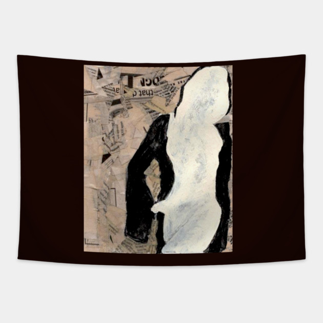 Modernist Collage Female Figure T-Shirt – Mixed Media Art Tee Tapestry by DonWillisJrArt