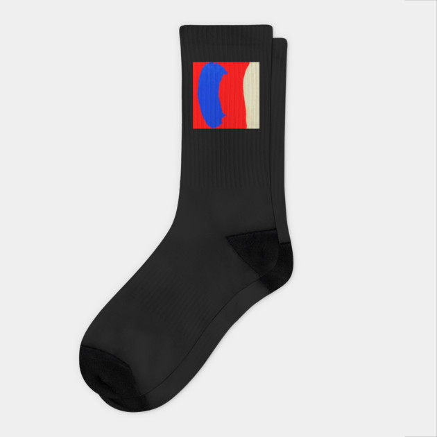 Minimal Abstract Composition in Red, Blue, and Tan Socks by DonWillisJrArt