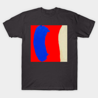 Minimal Abstract Composition in Red, Blue, and Tan T-Shirt