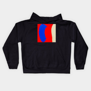 Minimal Abstract Composition in Red, Blue, and Tan Kids Hoodie