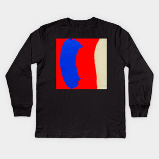 Minimal Abstract Composition in Red, Blue, and Tan Kids Long Sleeve T-Shirt