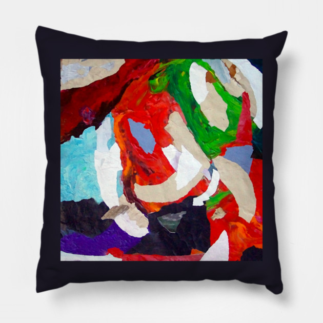Abstract Acrylic Collage Painting Pillow by DonWillisJrArt