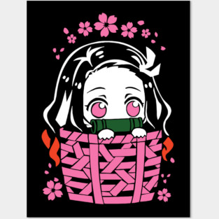 Kawaii Nezuko Chibi: Basket of Cuteness - Demon Slayer Posters and Art