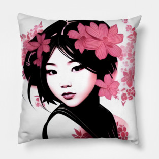 manga art flowers Pillow