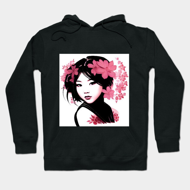 manga art flowers Hoodie by animegirlnft