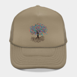Tree of life rainbow flowers Hat