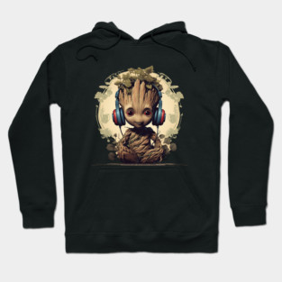 Baby Groot with Headphones Hoodie