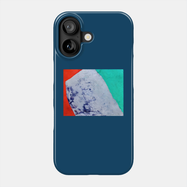Color Field Abstract in teal, vermilion red, and a broad ice-blue/cobalt center Phone Case by DonWillisJrArt