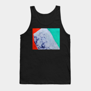 Color Field Abstract in teal, vermilion red, and a broad ice-blue/cobalt center Tank Top