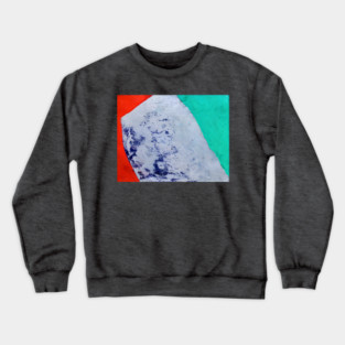 Color Field Abstract in teal, vermilion red, and a broad ice-blue/cobalt center Crewneck Sweatshirt