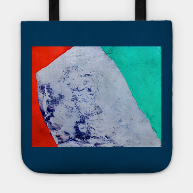 Color Field Abstract in teal, vermilion red, and a broad ice-blue/cobalt center Tote by DonWillisJrArt