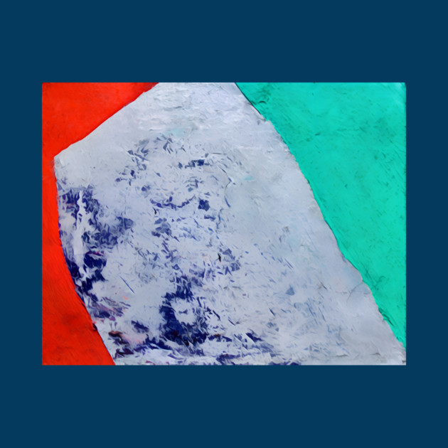 Color Field Abstract in teal, vermilion red, and a broad ice-blue/cobalt center by DonWillisJrArt