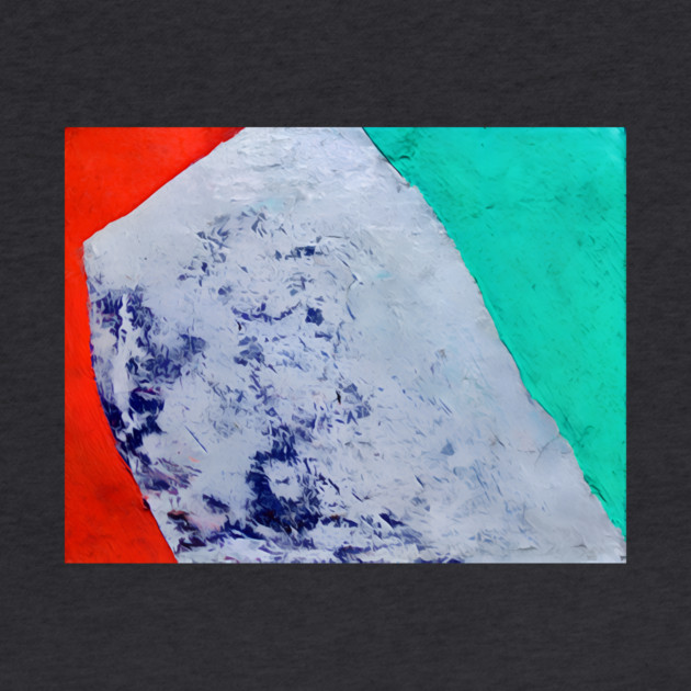 Color Field Abstract in teal, vermilion red, and a broad ice-blue/cobalt center by DonWillisJrArt