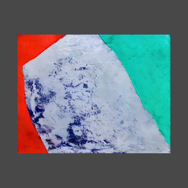 Color Field Abstract in teal, vermilion red, and a broad ice-blue/cobalt center by DonWillisJrArt