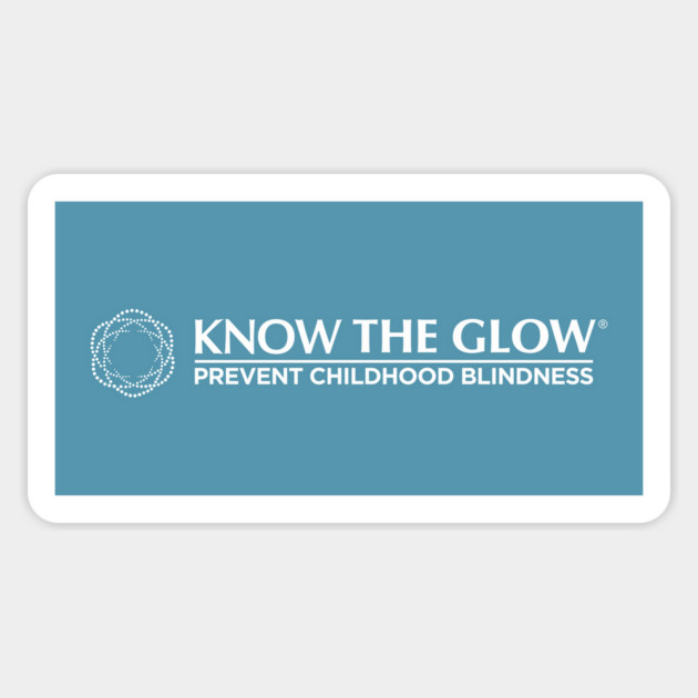 Know The Glow White Logo on Blue Sticker by World Eye Cancer Hope